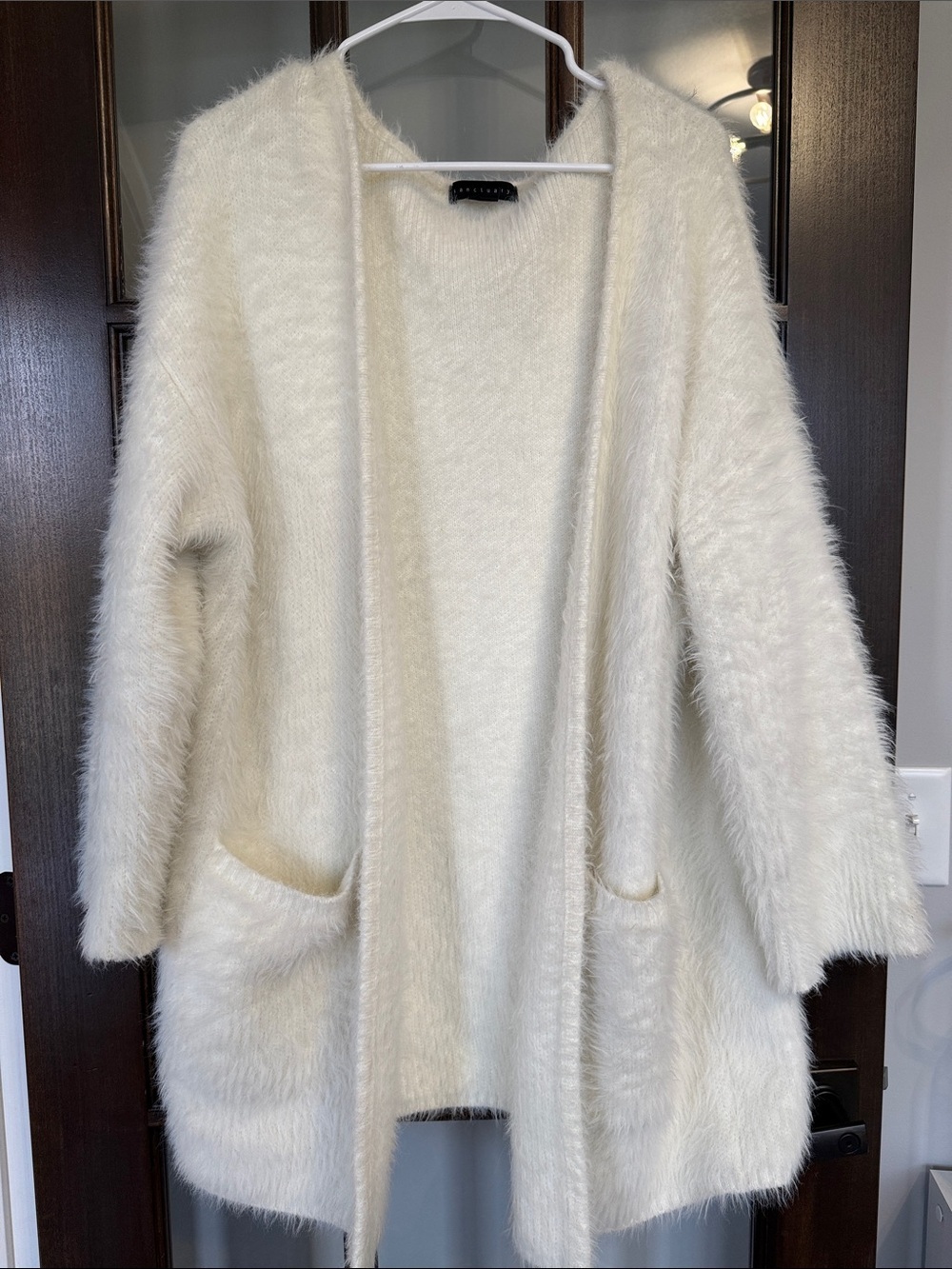 Sanctuary Ivory Fuzzy Open-Front Cardigan